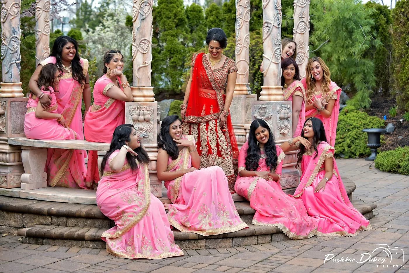 Pushkar Dubey Films wedding photography in New Delhi with bridal party portraits